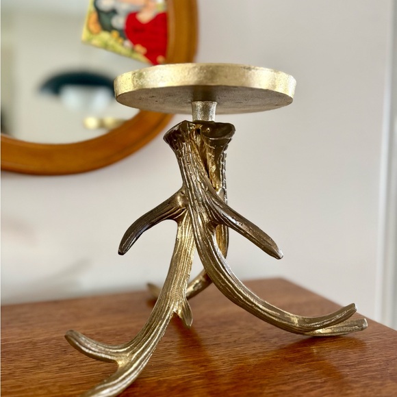 Vintage Other - Vintage Gold Antler Candle Holder